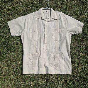 Bohio Guayabara Yellow Four Pocket Shirt Large Beach Carribean Summer Tropics